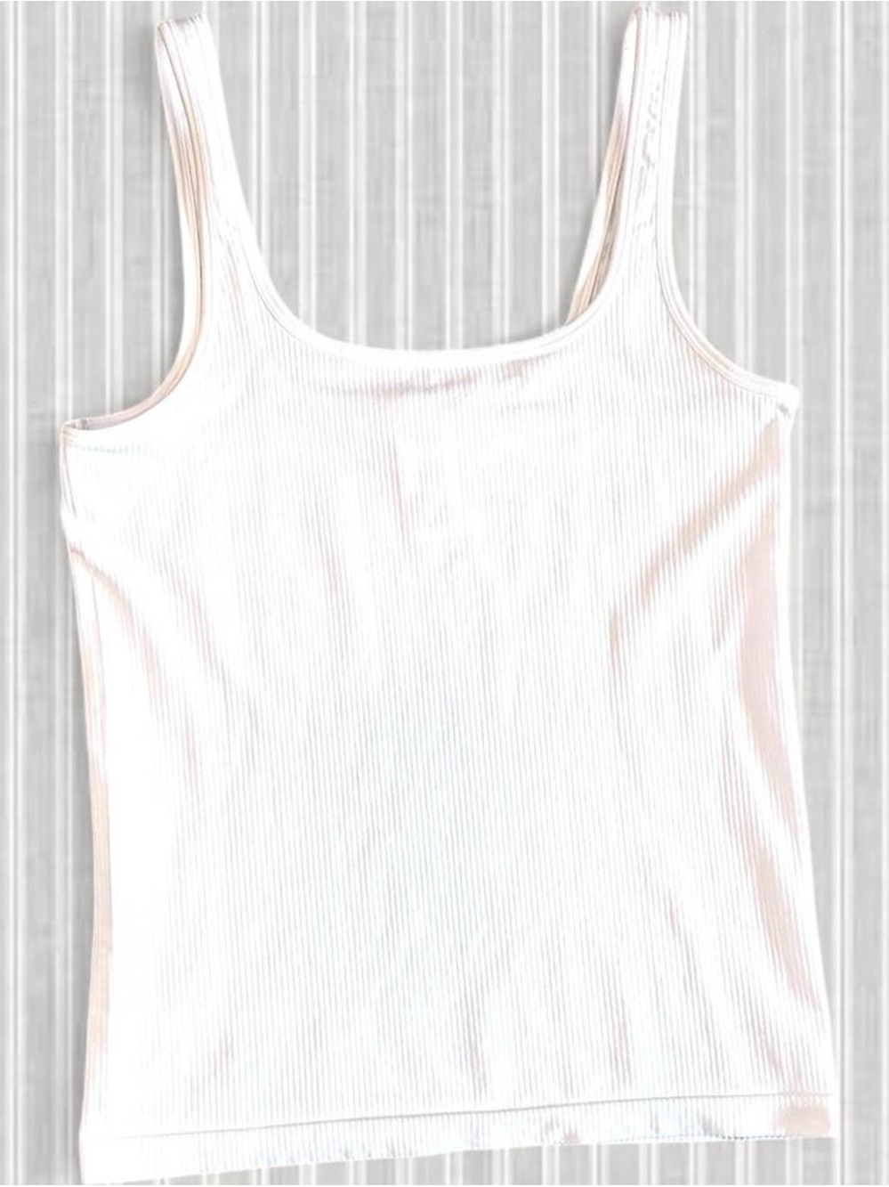 Athleta Renew Seamless Square Neck Tank Bright White Ribbed L